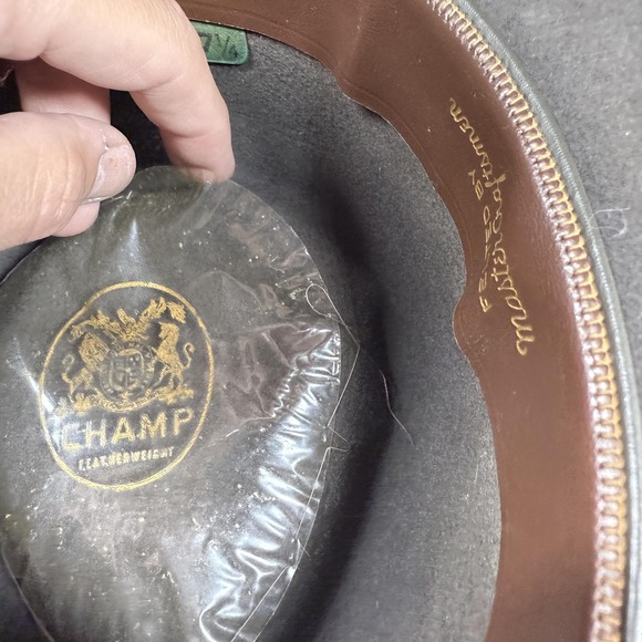 Vintage Champ Hat Fedora Fitted Mens 7 1/4 Gray Featherweight Bound Edge 80s - Picture 11 of 15